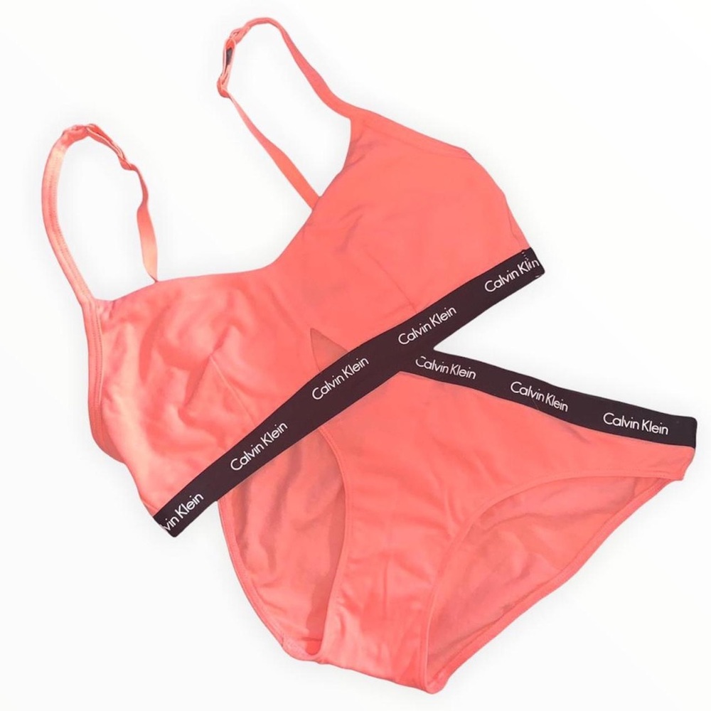 CALVIN KLEIN CORAL BRALETTE AND PANTY SET